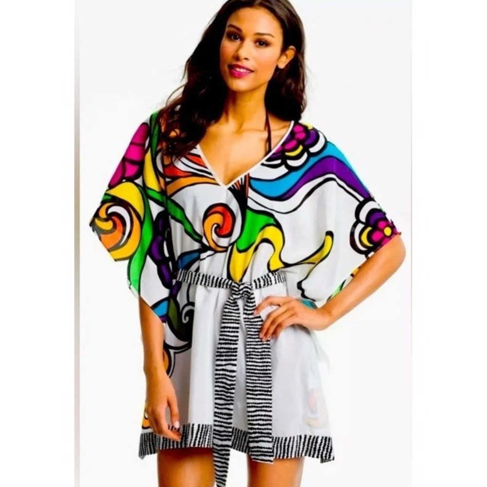 Trina Turk Aquarius Print Kimono Beach Cover Up Size M Missing The Belt (6-b72)